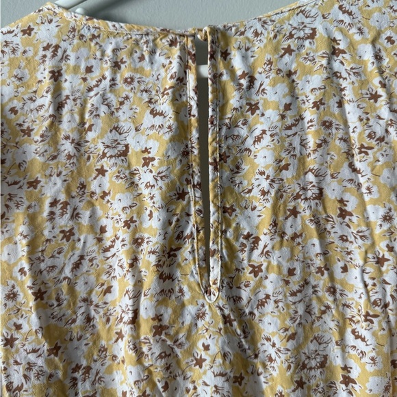 Abercrombie & Fitch Floral Mini Dress Yellow Brown White Size M Pockets - Picture 7 of 7